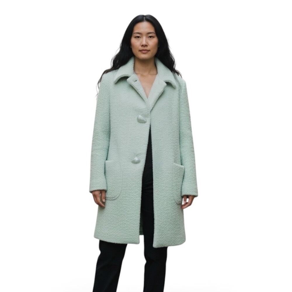 Vintage Donnkenny Wool Blend Boucle Elegant Green Women's Coat Size 10